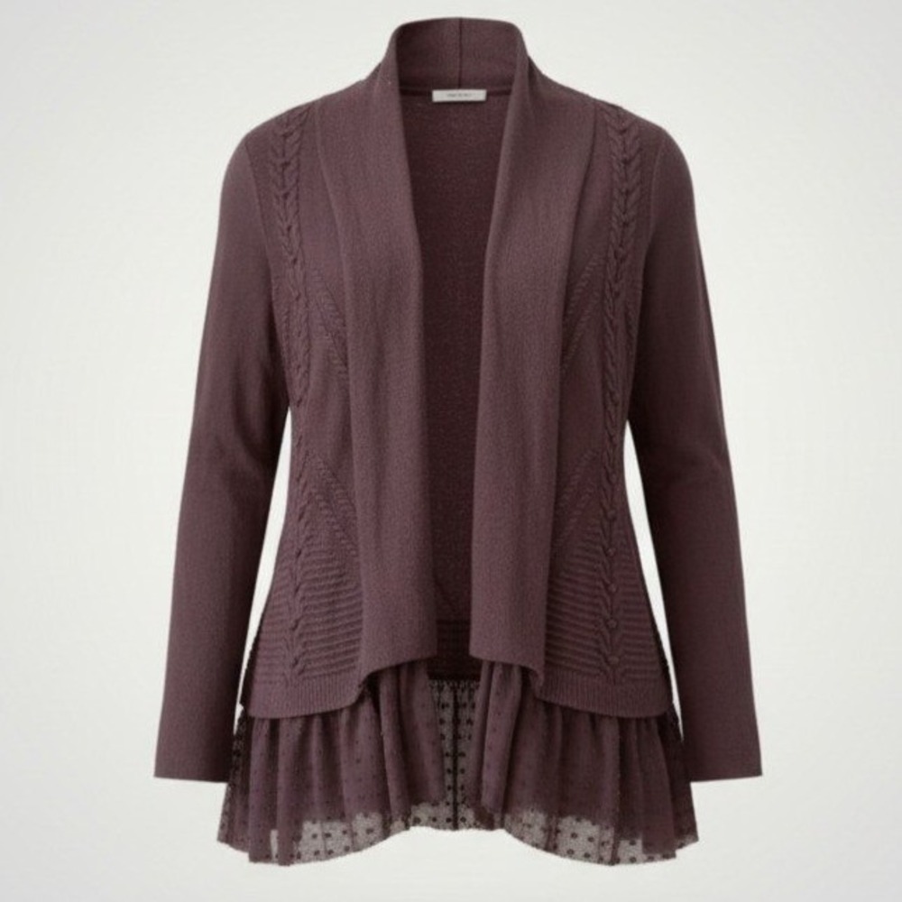 Knitted & Knotted Anthropologie Cardigan Women Medium Purple Cashmere Blend